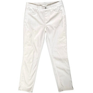 Uniqlo Womens Pull On Mid-Rise Stretch Pants Ankle Crop Skinny White Sz Small